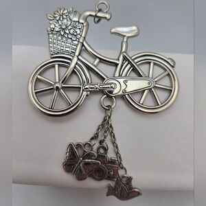 Bicycle w/Flower Basket & Dangle Charms Vintage Car Ornament